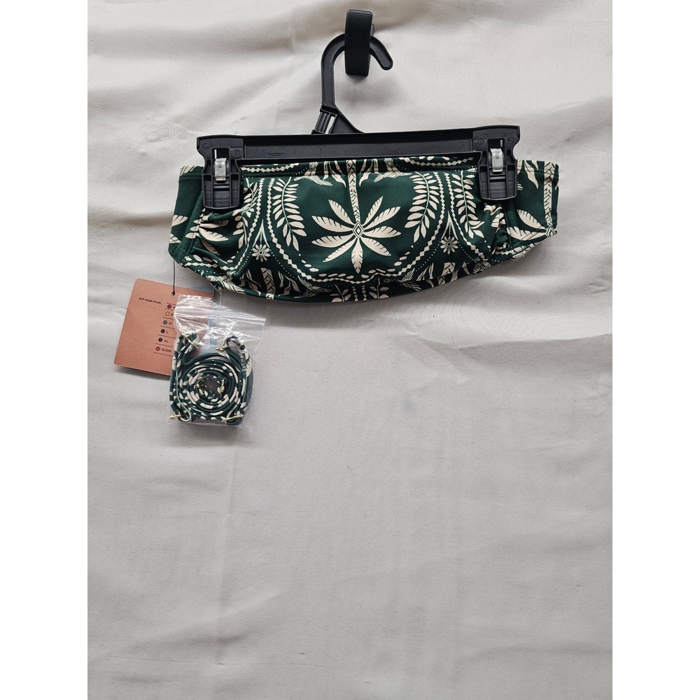 Shade & Shore Womens Bandeau Bikini Top Green Nylon Blend Tropical Size XS